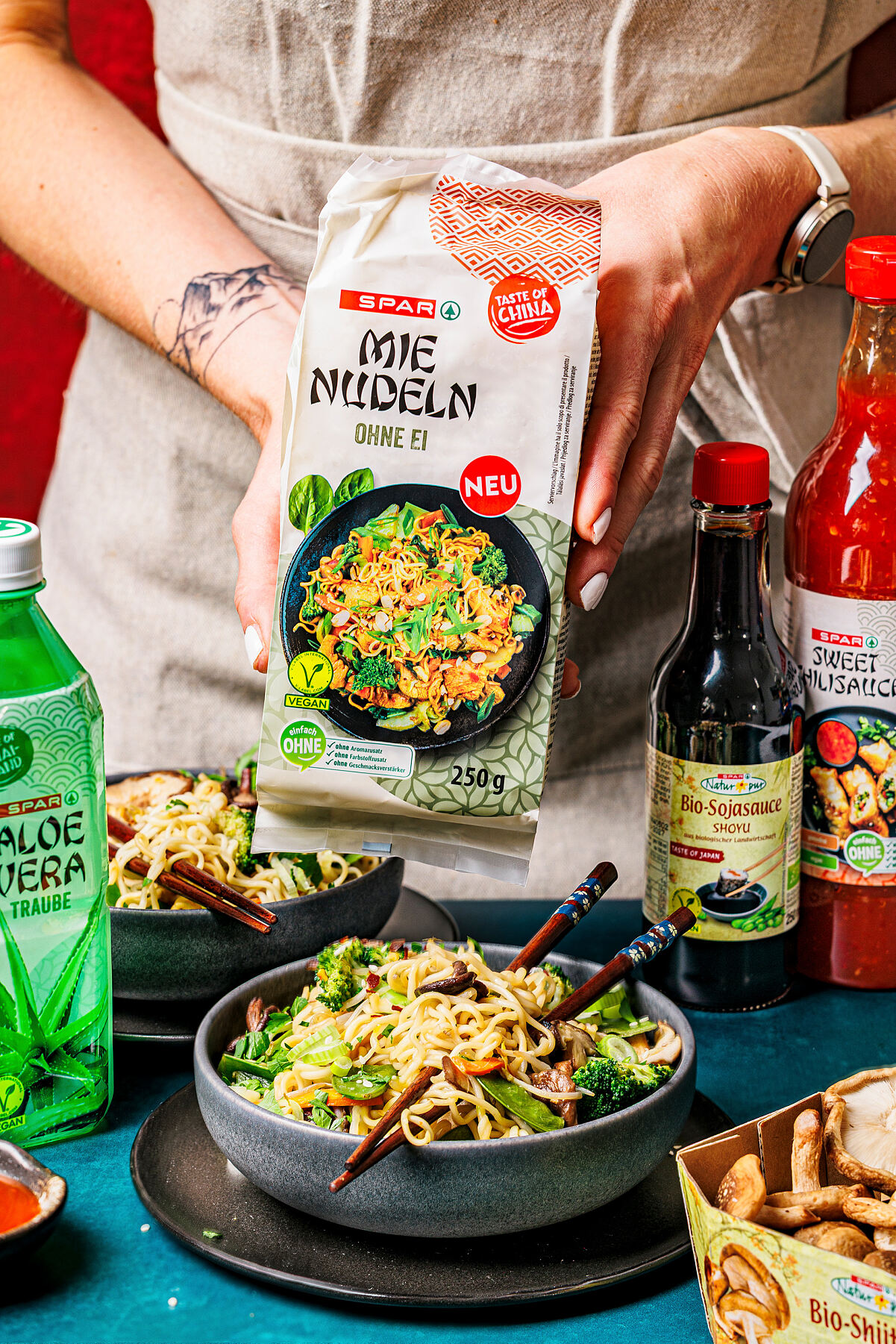 SPAR-Asia-Mie-Nudeln-ohne-Ei+diverse-Asia-Produkte+Veggie-Chow-Mein_